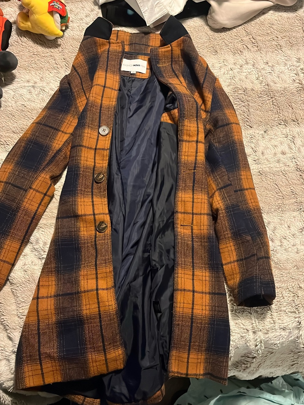 Fashion Nova Orange & black Plaid Coat shacket